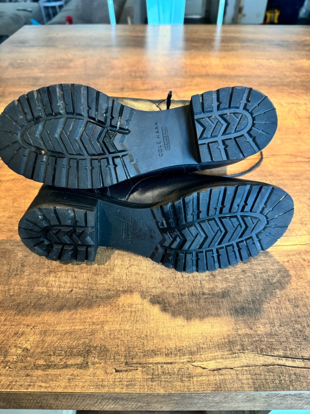 Cole Haan Black Lace-Up Leather Combat Boots - Picture 6 of 7